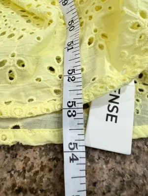 Commense Cotton Yellow Eyelet Midi Dress Scalloped V-Neck Sleeveless NWT Large thumbnail 8