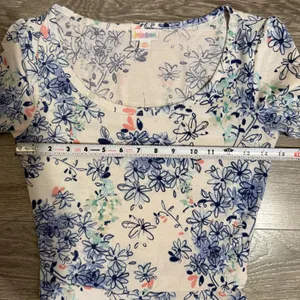 LuLaRoe Ana‎ Maxi Dress XS Blue Floral Short Sleeve Scoop Neck Cottagecore Boho thumbnail 6