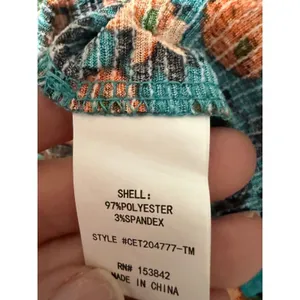 Melloday Teal Floral Smocked Square Neck Ruffle Sleeve Blouse Medium‎ NWT thumbnail 6