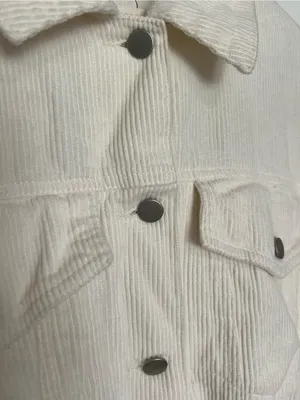 Francesca's Collections Cream Corduroy Trucker Jacket Size M thumbnail 2