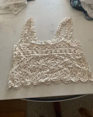 Crochet Beige Tank Top Tan thumbnail 2