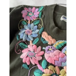 VTG Doris Guatemala T Shirt Sz L Floral Bird Embroidered Boho Folk‎ Art Festival thumbnail 7