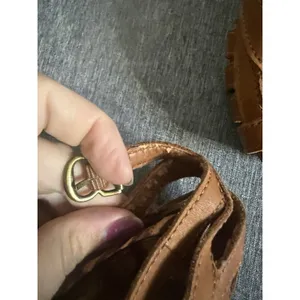 Lucky Brand Women's Brown Leather Peep Toe Wedge Heel Ankle Strap Buckle 6.5M thumbnail 10