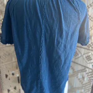 Pilcro by Anthropologie Blue Puff Sleeve Henley thumbnail 6
