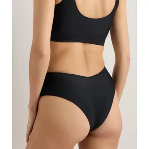 Quince Italian V-Cut High-Leg Bikini Bottom Swim Black Size XS NEW thumbnail 2