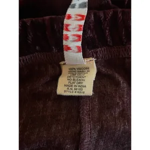 RAGA Wine Nights Dark Maroon Velvet Flare Leg Bell Bottom Pants NWT Large thumbnail 8