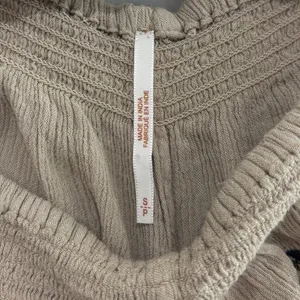 Free People Embroidered Wide Leg Jumpsuit Taupe Beige Boho Smocked Small thumbnail 4