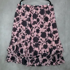 Sag Harbor Pink Blue Floral Knee Length Skirt Pull On Plus Boho‎ XL Extra Large thumbnail 2