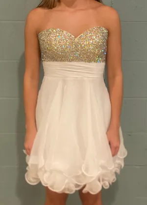A-Line ruffle short Junior Prom Dress by La Femme thumbnail 2