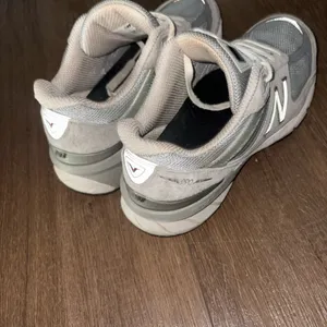 New Balance Gray and White Mesh Suede Sneakers thumbnail 6
