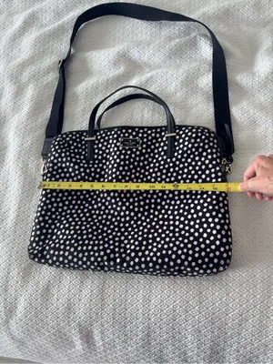 Kate Spade Spot Nylon Calista Laptop Bag, style WKRU1612, black/cream polka dot thumbnail 12