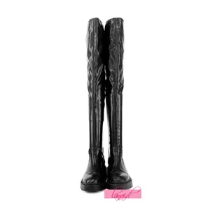 Ash Manny Over-The-Knee Biker Boots Black Thigh-High Leather Chunky Combat Edgy thumbnail 10