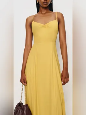 NEW Reformation Thistle Dress buttercup butter yellow size 4 thumbnail 2