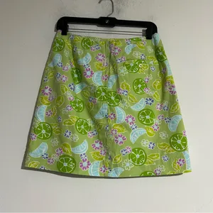 Vintage Lilly Pulitzer White Label Green Citrus Floral Print Mini Skirt Preppy thumbnail 2