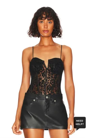 Superdown Black Lace Corset Bodysuit thumbnail 1