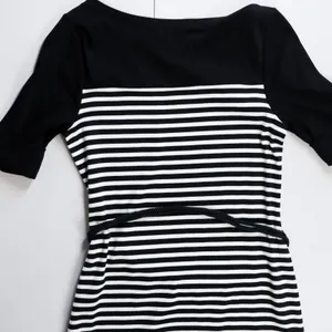 Lauren Ralph Lauren Sheath‎ Dress Women Size L Black White Striped Belted Cotton thumbnail 12
