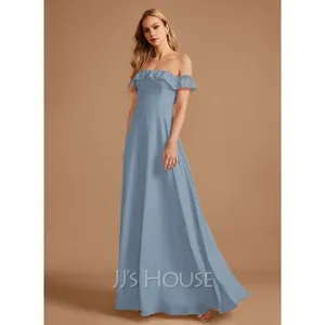 JJs House Homecoming Dress Womens 12 Dusty Blue‎ Formal Off Shoulder Gown NEW thumbnail 3