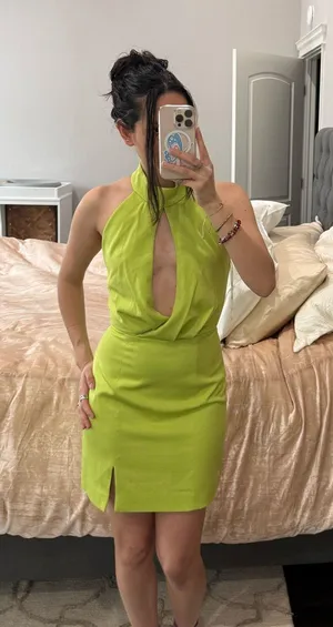 Elliatt Mini Halter Green Dress  thumbnail 1