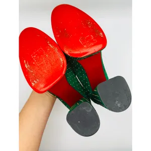 Christian Louboutin Foolish 130 Velvet Studded Platform Pumps Green EU 38 thumbnail 6