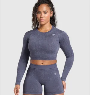 Gymshark Purple Adapt Fleck Seamless Long Sleeve Crop Top thumbnail 7