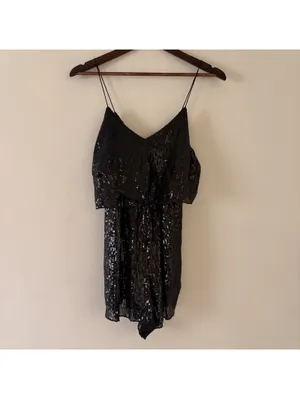 Raga Black Sequin Layered Romper - Women's Size Small thumbnail 2
