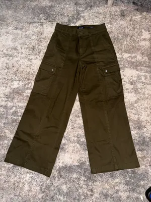 Dickies Olive Green Wide-Leg Cargo Trousers thumbnail 1