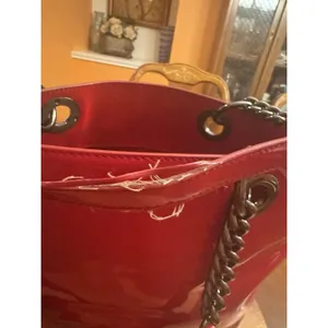 DKNY By Donna Karan Large Red Patent Tote Bag thumbnail 4