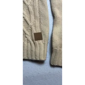 Guess Los Angeles Womens Cream Cable Knit Mock Neck Button Sweater Size M thumbnail 6
