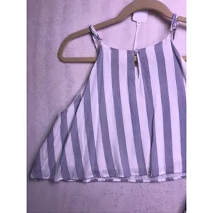 Allie Rose 2 Piece Set Women Small Blue White Striped Crop Top Pants AT5831 thumbnail 11