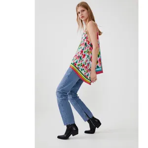 NWT ZARA FLORAL BOHEMIAN ASYMMETRICAL BLOUSE TOP SMALL Multicolor thumbnail 3