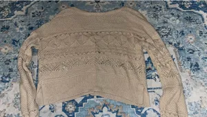Beige crochet cropped cardigan Tan Size M thumbnail 2