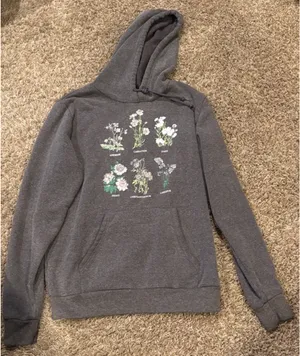 Justify Gray Floral Graphic Hoodie Sweatshirt - Womens thumbnail 1