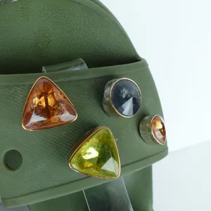 Crocs Soho Y Strap Sandals Womens 8 Army Green Platform Chunky Gem Charms Y2K thumbnail 9