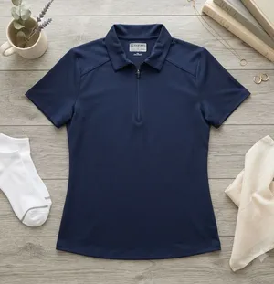 PGA Tour Womens Airflux Polo Navy Blue‎ Quarter Zip Short Sleeve Golf Top XS thumbnail 1