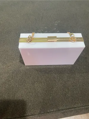 White Acrylic Box Clutch with Gold Chain thumbnail 4