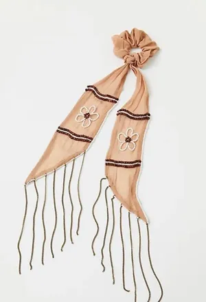 Free People Riley Pony Scarf Brown NWT Scrunchie thumbnail 1