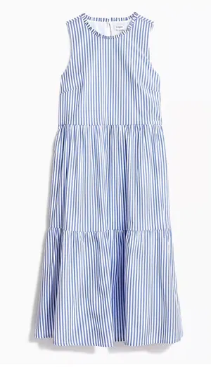 J. Crew striped sleeveless tiered midi dress thumbnail 1