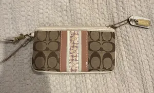 Coach Signature Canvas and Patent Leather Stripe Wristlet thumbnail 1