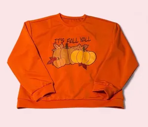 Women's Orange Crewneck Sweatshirt - It's Fall Y'all Pumpkin Graphic thumbnail 1