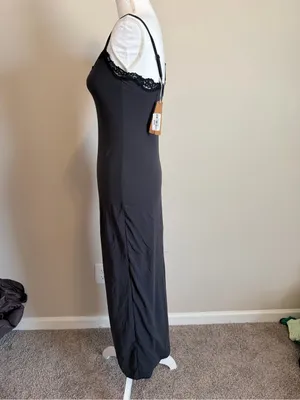 NWT Skims fits everybody long lace slip dress size large in onyx thumbnail 10
