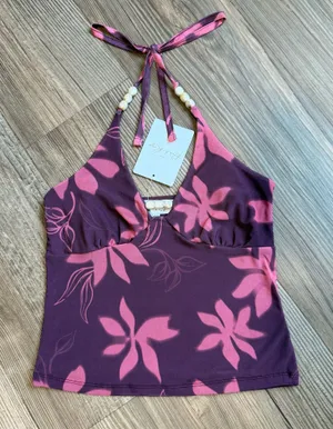 Pink Rose NWT Halter Floral Crop Top thumbnail 1