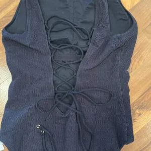 Seafolly textured black‎ swimsuit lace up shelf bra classic 10 bathing suit thumbnail 5