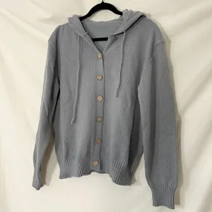 Comfy Chunky Hoodie Button Up Cardigan Jacket Size XL Grey thumbnail 2
