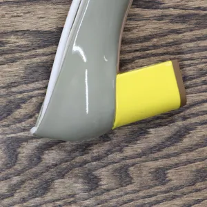 NWT Isaac Mizrahi Live! Womens Colorblock Block Heels Gray / Yellow 6.5M thumbnail 7