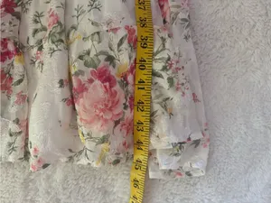 Lulus Shela Ivory Floral Jacquard Tiered Midi Dress Size Small Sleeveless Flirty thumbnail 8