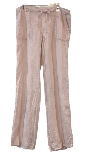 Victoria's Secret Linen Blend‎ Pants Light Pink Flax Drawstring Wide Leg Size 0 thumbnail 1