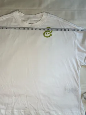 Maeve White Boxy Crop Tee with Lime Green Emblem 100% Cotton thumbnail 7