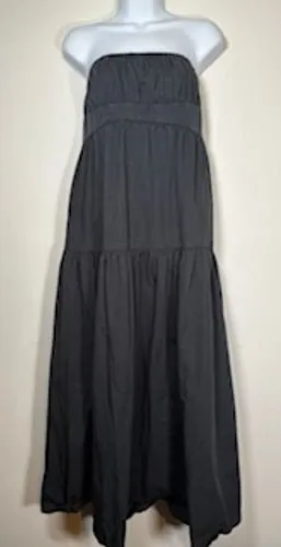Urban Outfitters Strapless Maxi Dress Gray Tiered Smocked Cotton Fall Small thumbnail 1