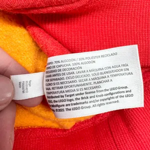 LEGO x Target Colorblock Hoodie Womens Size S‎ Red Orange Pink Fleece Pullover thumbnail 6