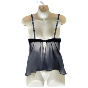 Victoria's Secret Black Cami Bra Babydoll Top M Devore Velvet Chiffon Whimsigoth Dark Fairy thumbnail 3